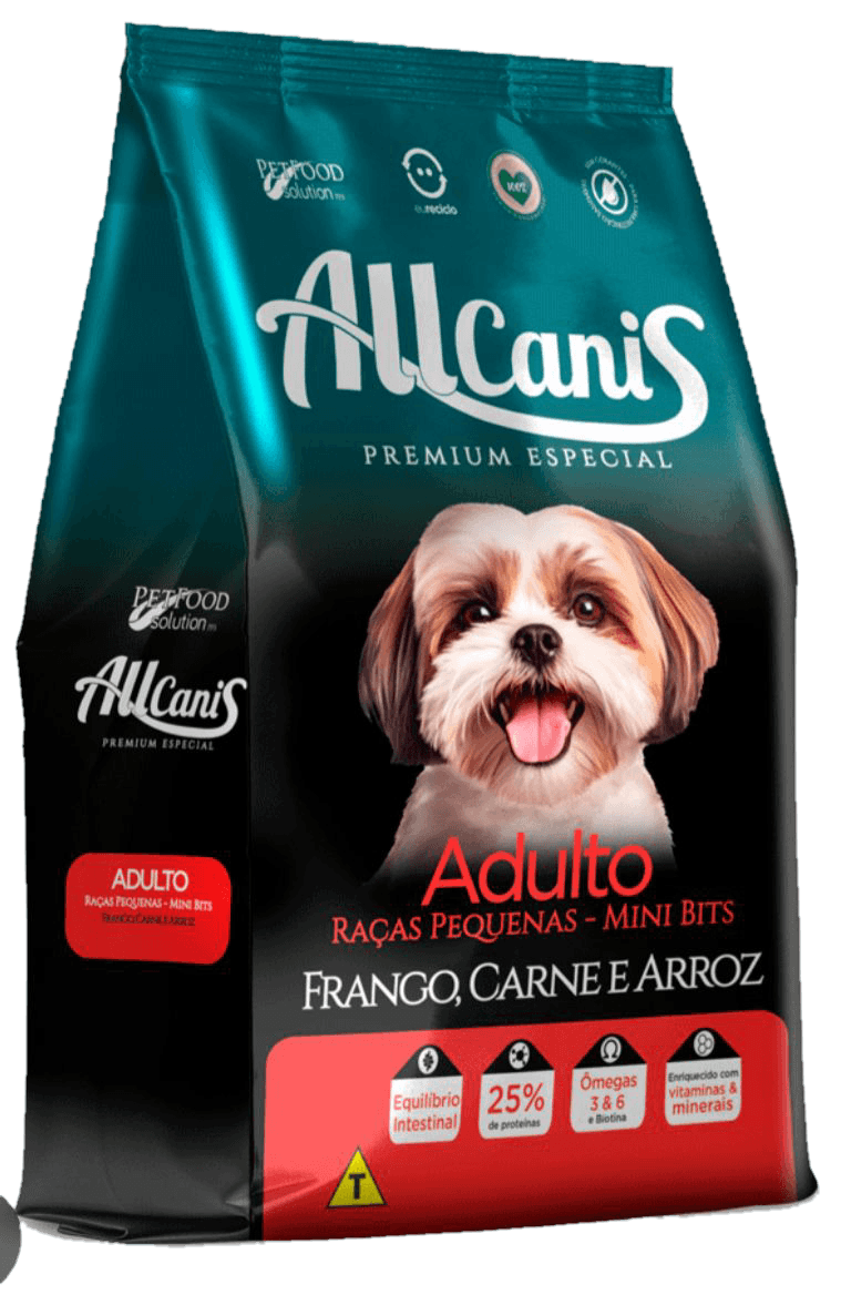 Embalagem de ração Allcanis Allcanis Premium Especial — Adultos • Raças pequenas (Mini Bits)
