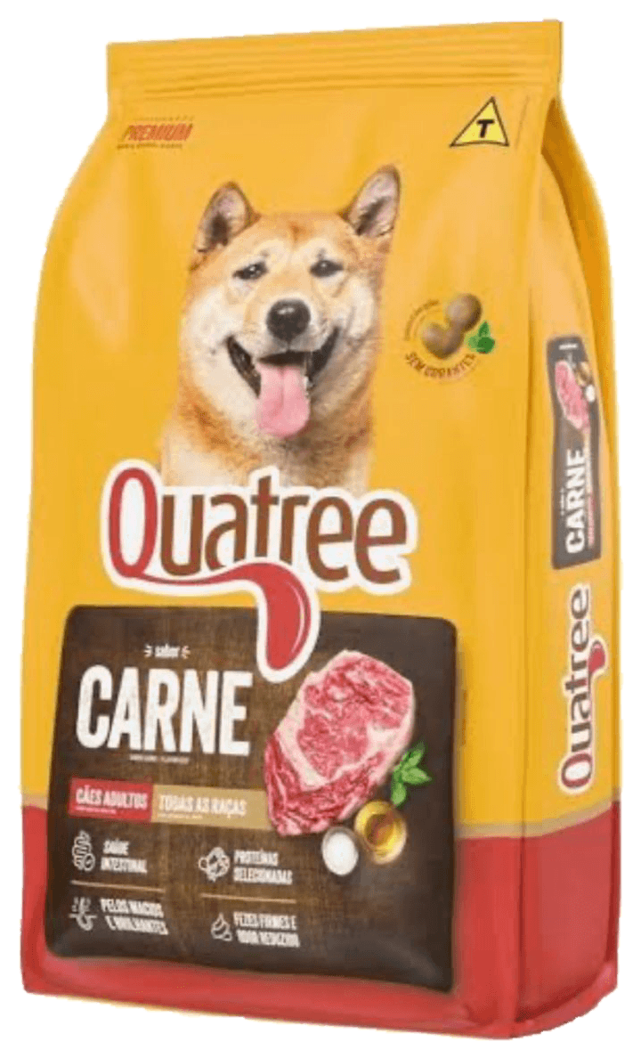Embalagem de ração Quatree Quatree Carne — Cães adultos • Todas as raças